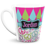 Harlequin & Peace Signs 12 Oz Latte Mug (Personalized)