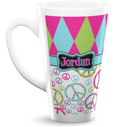 Harlequin & Peace Signs Latte Mug (Personalized)