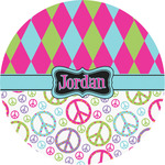 Harlequin & Peace Signs Multipurpose Round Labels - 2" (Personalized)