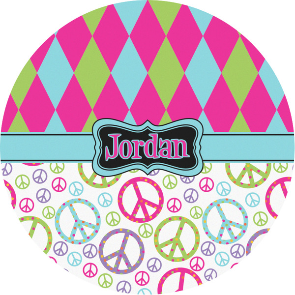 Custom Harlequin & Peace Signs Multipurpose Round Labels - 3" (Personalized)