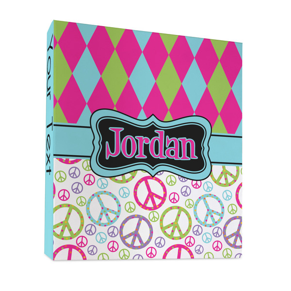 Custom Harlequin & Peace Signs 3 Ring Binder - Full Wrap - 1" (Personalized)