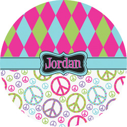 Harlequin & Peace Signs Multipurpose Round Labels - 5" (Personalized)