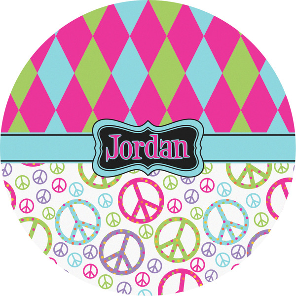 Custom Harlequin & Peace Signs Multipurpose Round Labels - 5" (Personalized)