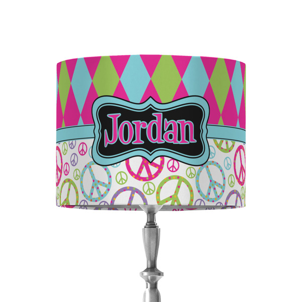 Custom Harlequin & Peace Signs 8" Drum Lamp Shade - Fabric (Personalized)