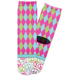 Harlequin & Peace Signs Adult Crew Socks