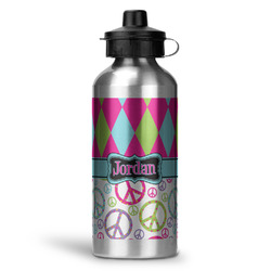 Harlequin & Peace Signs Water Bottle - Aluminum - 20 oz (Personalized)