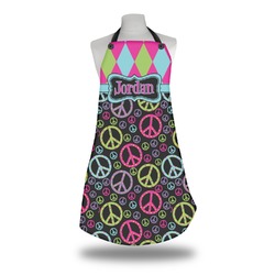 Harlequin & Peace Signs Apron w/ Name or Text