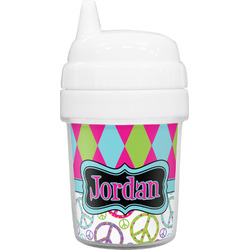 Harlequin & Peace Signs Baby Sippy Cup (Personalized)