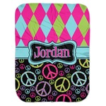 Harlequin & Peace Signs Baby Swaddling Blanket (Personalized)