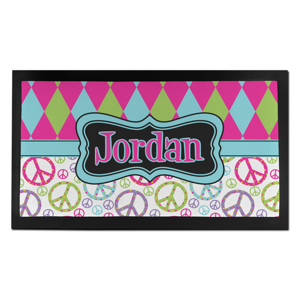 Custom Harlequin & Peace Signs Bar Mat - Small (Personalized)