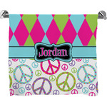 Harlequin & Peace Signs Bath Towel (Personalized)