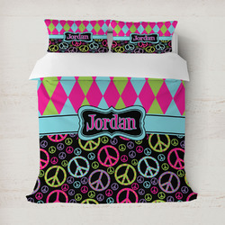 Harlequin & Peace Signs Duvet Cover Set - Full / Queen (Personalized)