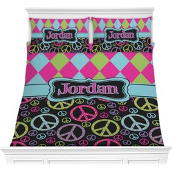 Harlequin & Peace Signs Comforter Set - Full / Queen (Personalized)