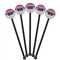 Harlequin & Peace Signs Black Plastic 5.5" Stir Stick - Round - Fan View