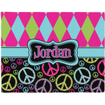 Harlequin & Peace Signs Woven Fabric Placemat - Twill w/ Name or Text