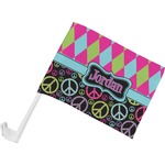 Harlequin & Peace Signs Car Flag - Small w/ Name or Text