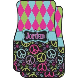 Harlequin & Peace Signs Car Floor Mats (Personalized)