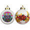 Harlequin & Peace Signs Ceramic Christmas Ornament - Poinsettias (APPROVAL)