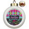 Harlequin & Peace Signs Ceramic Christmas Ornament - Poinsettias (Front View)