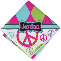 Harlequin & Peace Signs Cloth Cocktail Napkin - Single w/ Name or Text