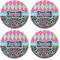 Harlequin & Peace Signs Coaster Round Rubber Back - Apvl