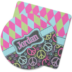 Harlequin & Peace Signs Rubber Backed Coaster (Personalized)