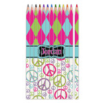 Harlequin & Peace Signs Colored Pencils (Personalized)