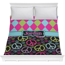 Harlequin & Peace Signs Comforter - Full / Queen (Personalized)