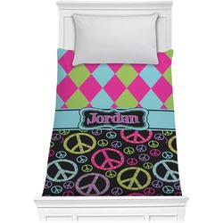 Harlequin & Peace Signs Comforter - Twin (Personalized)