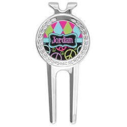 Harlequin & Peace Signs Golf Divot Tool & Ball Marker (Personalized)