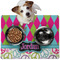 Harlequin & Peace Signs Dog Food Mat - Medium LIFESTYLE