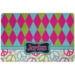 Harlequin & Peace Signs Dog Food Mat w/ Name or Text