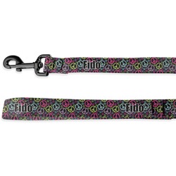 Harlequin & Peace Signs Deluxe Dog Leash - 4 ft (Personalized)
