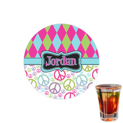 Harlequin & Peace Signs Printed Drink Topper - 1.5" (Personalized)
