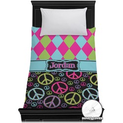Harlequin & Peace Signs Duvet Cover - Twin (Personalized)