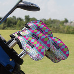 Harlequin & Peace Signs Golf Club Iron Cover - Set of 9 (Personalized)