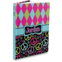 Harlequin & Peace Signs Hardbound Journal - 7.25" x 10" (Personalized)