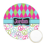 Harlequin & Peace Signs Printed Cookie Topper - 2.5" (Personalized)