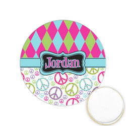 Harlequin & Peace Signs Printed Cookie Topper - 1.25" (Personalized)