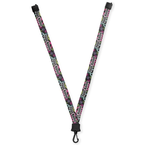 Custom Harlequin & Peace Signs Lanyard (Personalized)