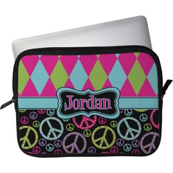 Harlequin & Peace Signs Laptop Sleeve / Case - 15" (Personalized)