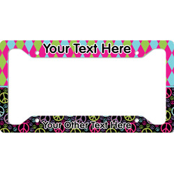 Harlequin & Peace Signs License Plate Frame (Personalized)