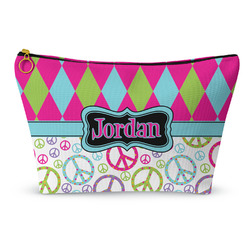 Harlequin & Peace Signs Makeup Bag - Large - 12.5"x7" (Personalized)
