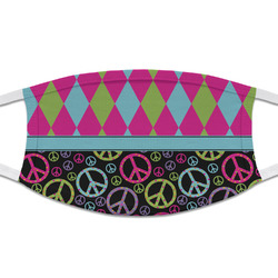 Harlequin & Peace Signs Cloth Face Mask (T-Shirt Fabric)