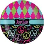 Harlequin & Peace Signs Melamine Plate (Personalized)