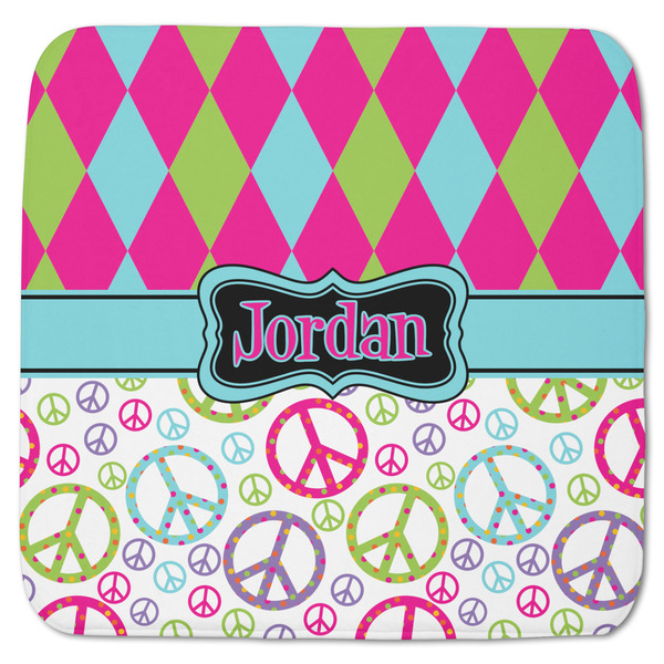 Custom Harlequin & Peace Signs Memory Foam Bath Mat - 48"x48" (Personalized)