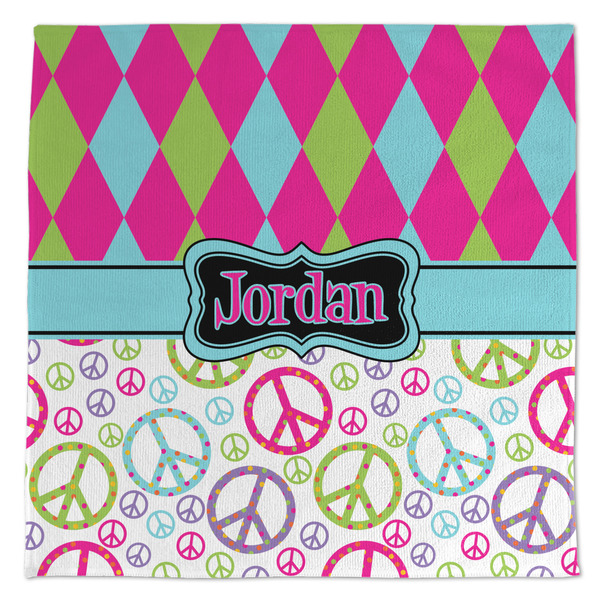 Custom Harlequin & Peace Signs Microfiber Dish Towel (Personalized)