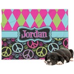 Harlequin & Peace Signs Dog Blanket - Large (Personalized)