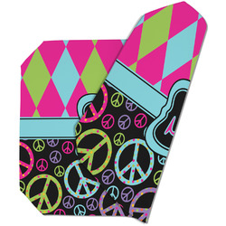 Harlequin & Peace Signs Dining Table Mat - Octagon (Double-Sided) w/ Name or Text