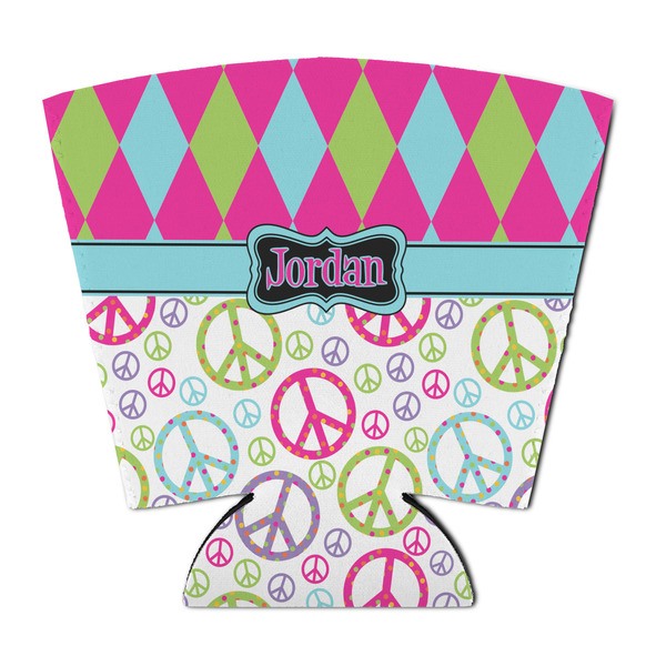 Custom Harlequin & Peace Signs Party Cup Sleeve - with Bottom (Personalized)